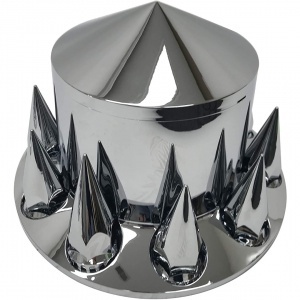 TR582-TWC Chrome Plastic Universal Rear Spike Wheel Cover with 33MM Screw-on Spike Lug Nut Covers